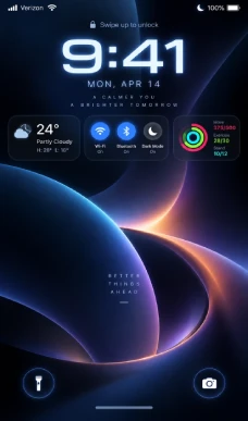Custom lock screen widgets and dynamic interface controls.